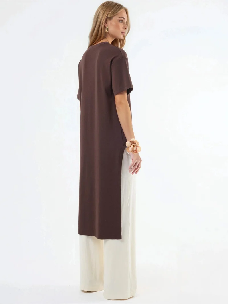 بوسيم BUSEM Oversized Crew Neck Tunic with Slit