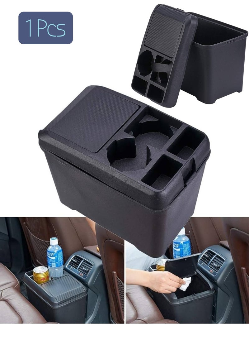 Multifunctional 7L Rear Car Organizer for Cars Without a Console - Durable Plastic Container with Tight Press-Lid Cap, Dual Cup Holders and Pockets for Organizing Items (Phone, Keys, and Cards) - Ideal for Back Seats - Image 1