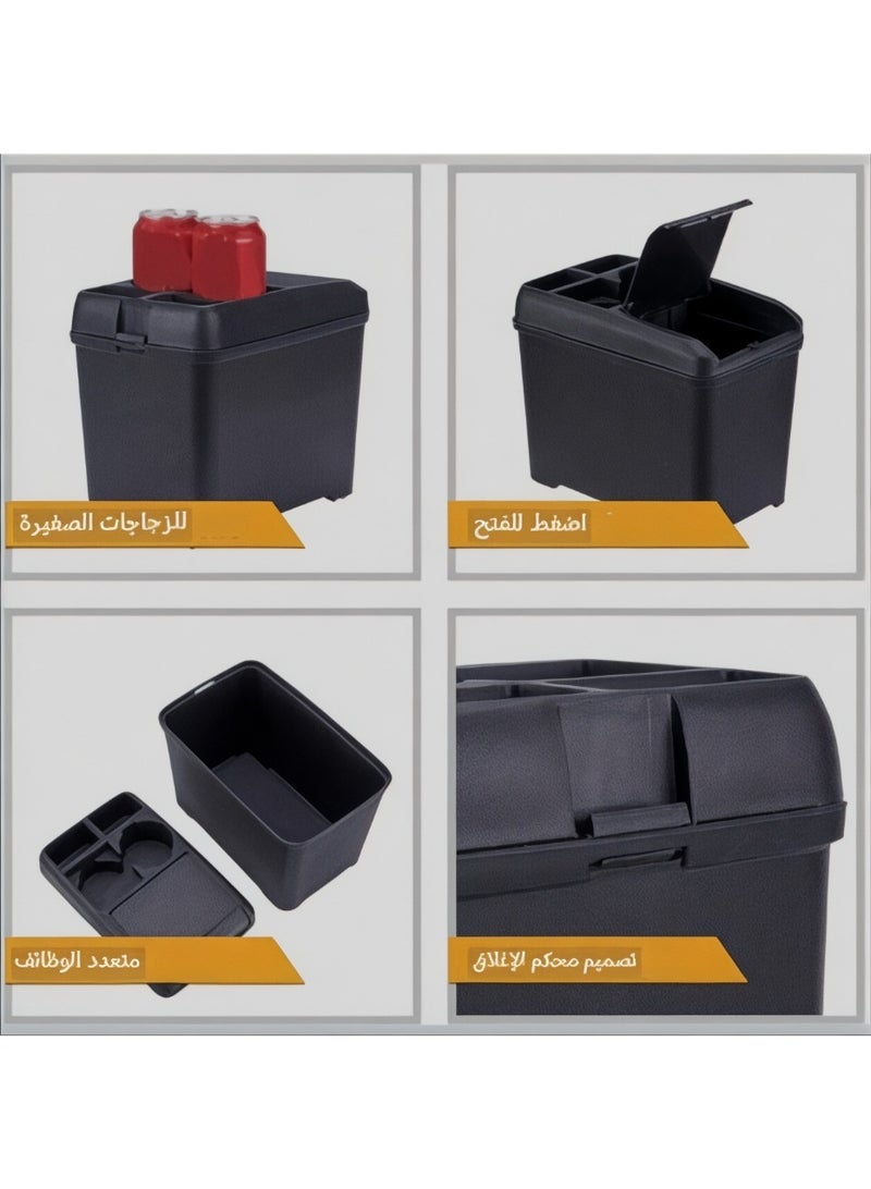 Multifunctional 7L Rear Car Organizer for Cars Without a Console - Durable Plastic Container with Tight Press-Lid Cap, Dual Cup Holders and Pockets for Organizing Items (Phone, Keys, and Cards) - Ideal for Back Seats - Image 5