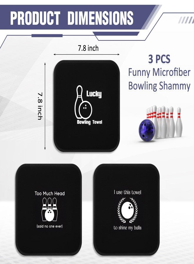 Aoriher 3 Pieces Bowling Ball Towel Shammy Pad Rag Bowling Ball Microfiber Towel Easy Wipe Off Grip for Cleaning from Dirt Oil Accessories (Stylish,7.8 x 7.8 Inch,Black, White) - Image 2