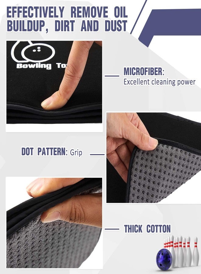 Aoriher 3 Pieces Bowling Ball Towel Shammy Pad Rag Bowling Ball Microfiber Towel Easy Wipe Off Grip for Cleaning from Dirt Oil Accessories (Stylish,7.8 x 7.8 Inch,Black, White) - Image 3