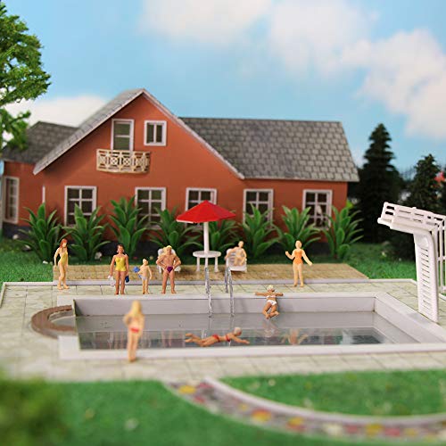 Evemodel P8718 40pcs Model Trains Swimming Figures 1:87 Scale HO Scale People Scenery Layout Landscape Miniature - Image 4
