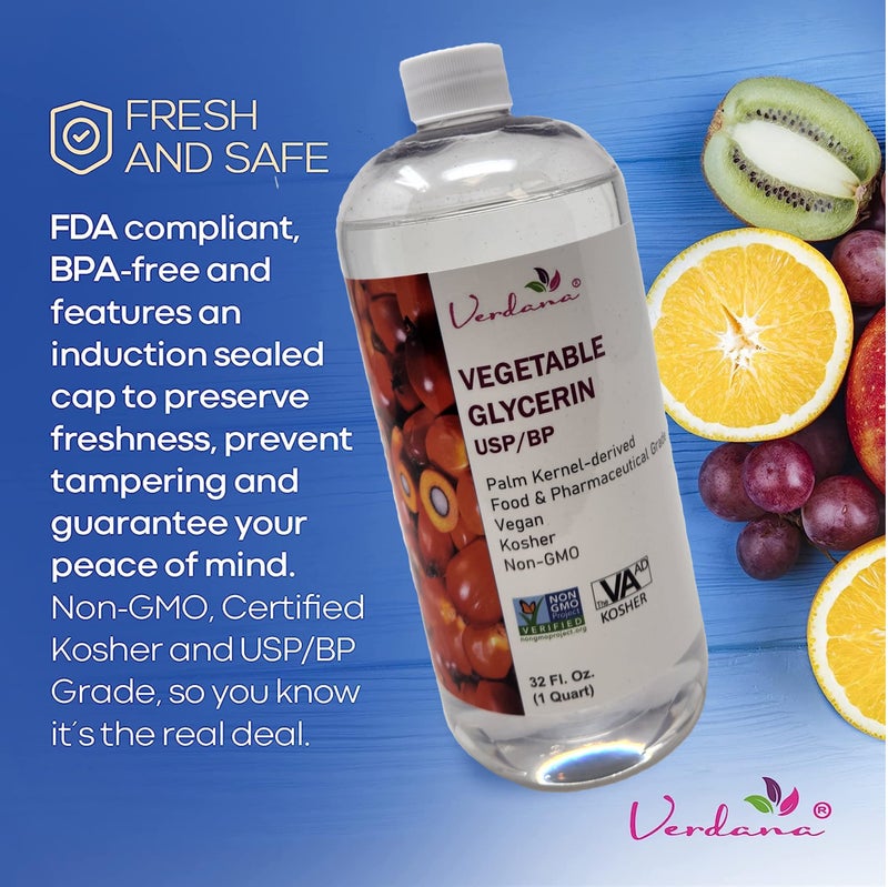 Verdana Vegetable Glycerin â€“ USP, Food, Cosmetic Grade - Palm-Derived, No Soy Involved â€“ Glycerine for Cosmetic & Personal Care and Skin, Hair & Other Formulations â€“ Non-GMO, Vegan â€“ 32 fl oz - Image 4