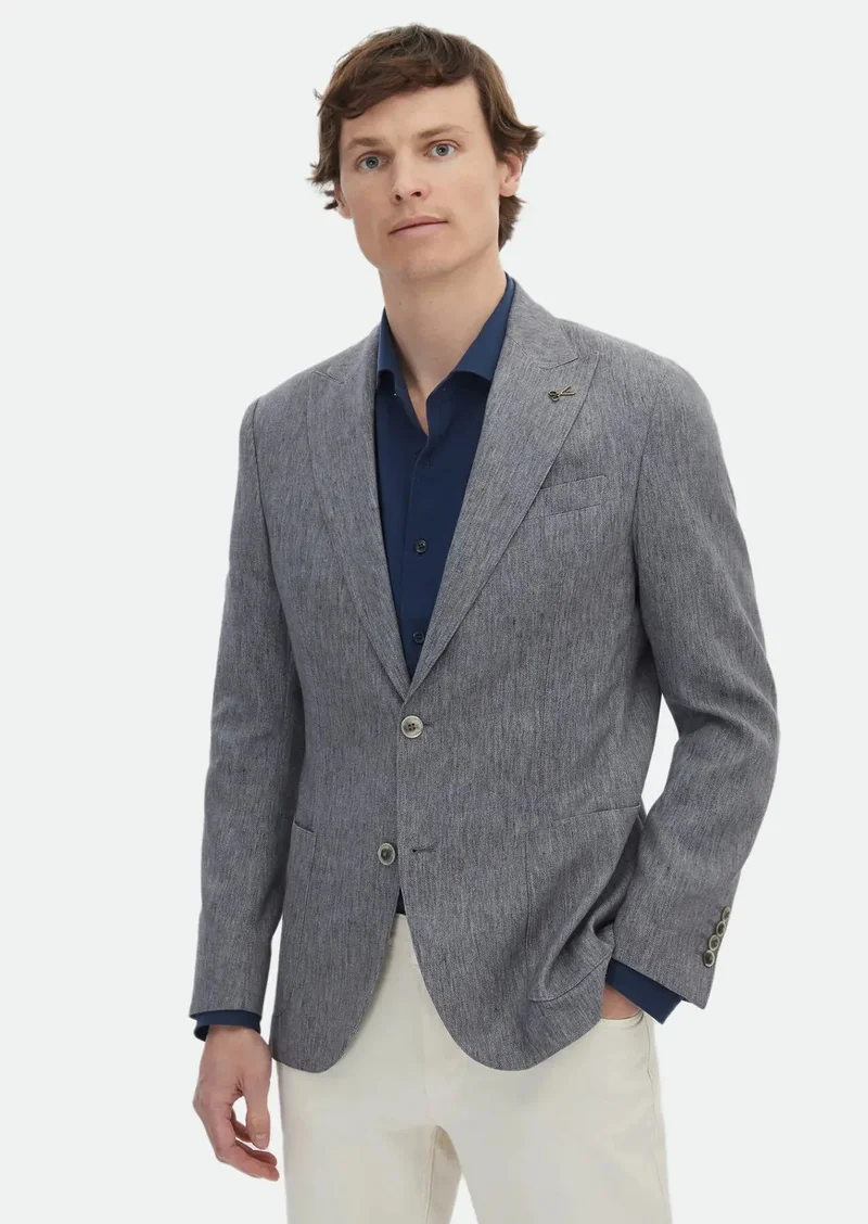 رامسي جاكيت قطني خفيف الوزن بقصة ضيقة ونقشة رمادية داكنة