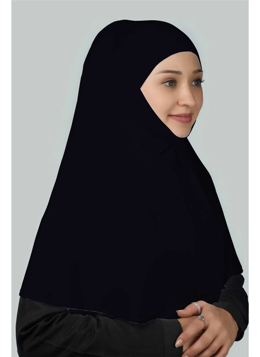 Altobeh Ready-made Turban Practical Scarf with Veil Hijab with Nikap - Prayer Cover Soufflé (Xl) - Navy Blue