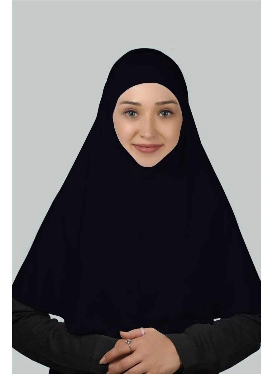التوبة Ready-made Turban Practical Scarf with Veil Hijab with Nikap - Prayer Cover Soufflé (Xl) - Navy Blue
