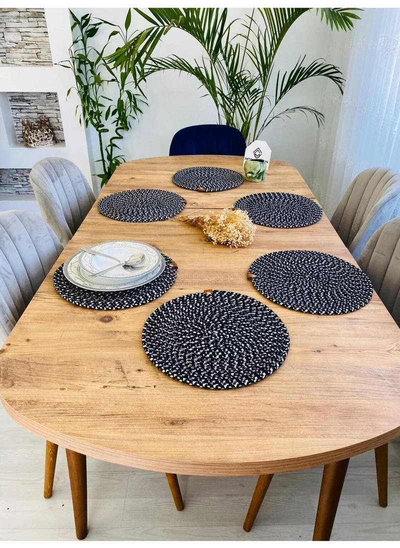 BDZ Deri BDZ Leather Wicker Jute Presentation Plate Mat American Service 6 Pieces