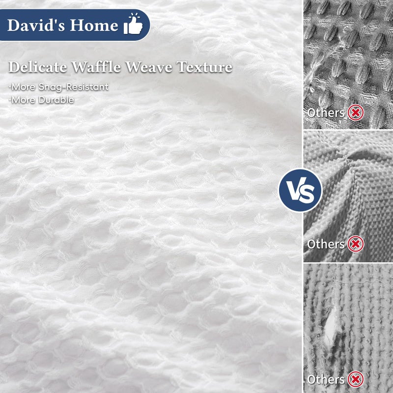 David's Home Waffle Weave Duvet Cover Set King Size,Soft Breathable 3pcs Comforter Cover Set with 2 Pillowcases,Textured Home Decor Bedding Set Cozy for All Seasons, White 104"Ã—90",No Comforter - Image 5
