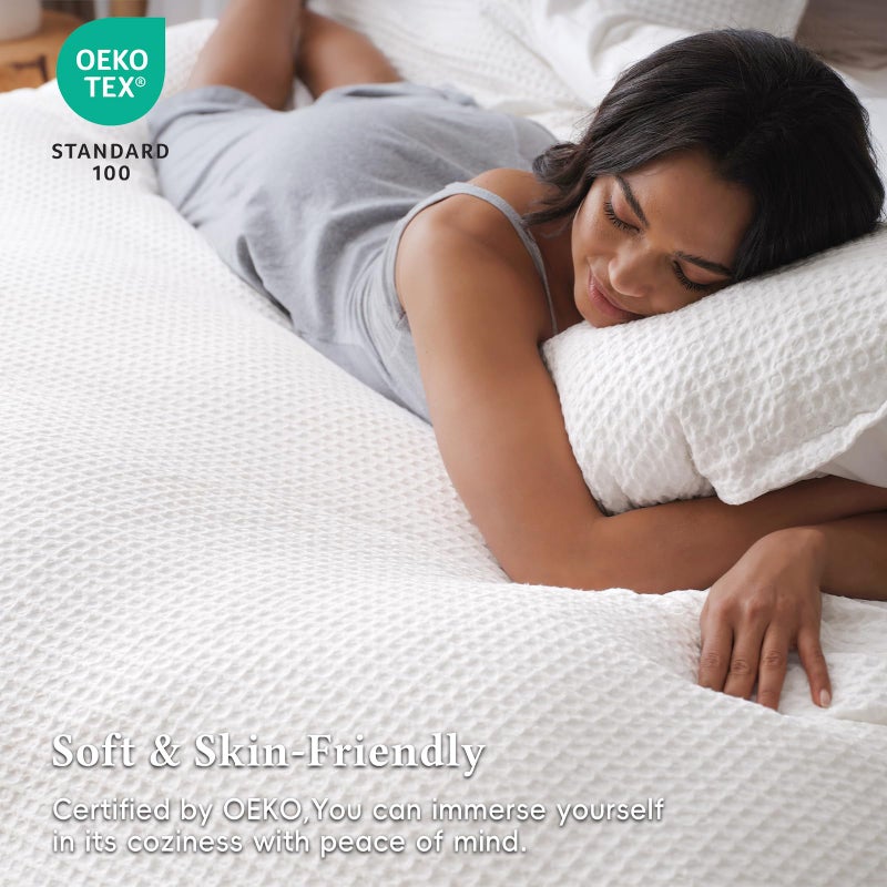 David's Home Waffle Weave Duvet Cover Set King Size,Soft Breathable 3pcs Comforter Cover Set with 2 Pillowcases,Textured Home Decor Bedding Set Cozy for All Seasons, White 104"Ã—90",No Comforter - Image 2