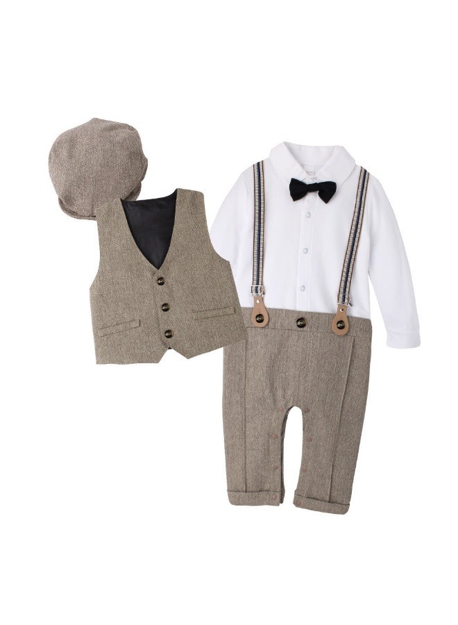 New Arrival Kids' Clothing: Baby and Toddler British Style Waistcoat Jumpsuit with Gentleman Hat - Perfect for First Birthday and Newborns