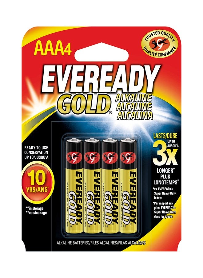 Eveready Gold Alkaline AAA Batteries, 4 Pack of Triple A Batteries - Image 1