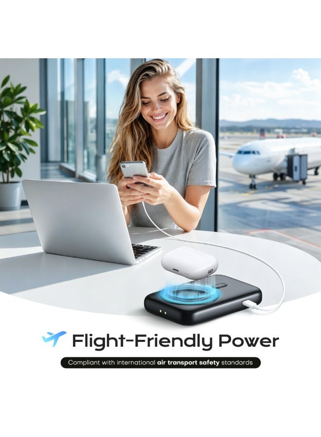 Domars Magnetic Power Bank 6-in-1 Charging Combo 6 X 10000mAh Magnetic Power Bank, 15W Magnetic Wireless Charging 22.5W Super Built-in Fast Charging Cable Type-C Cable LED Display, Includes Charging Cable, Travel Charger External Battery Pack Compatible For iPhone 17/16/15 Series and Android - Image 5