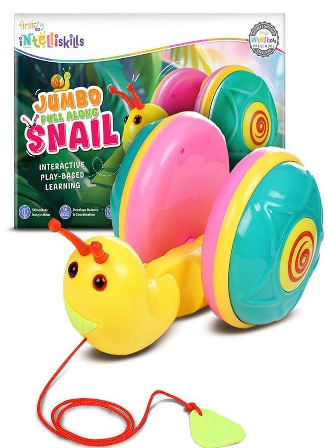 FIRSTCRY INTELLISKILLS Intelliskills Premium Jumbo Pull Along Snail Toy for Toddlers,Pulling Toys for Kids with Rattle Sound,Pull String Toy for 3+Years Old, Motor Skill Development & Early Walking,Birthday Gift (Yellow) - Image 1