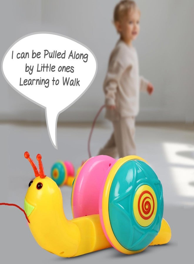 FIRSTCRY INTELLISKILLS Intelliskills Premium Jumbo Pull Along Snail Toy for Toddlers,Pulling Toys for Kids with Rattle Sound,Pull String Toy for 3+Years Old, Motor Skill Development & Early Walking,Birthday Gift (Yellow) - Image 3