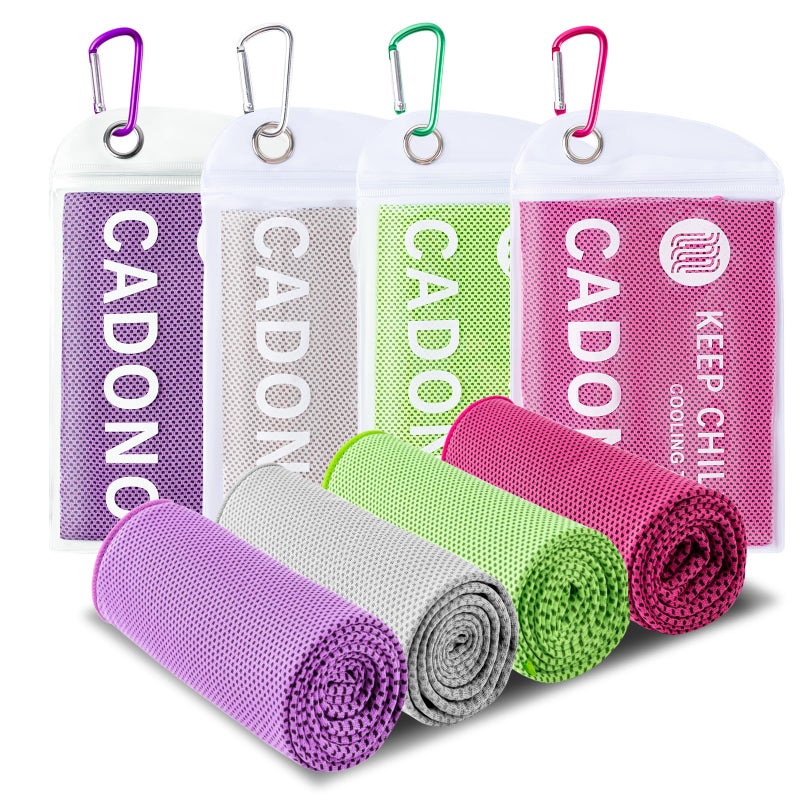 CADONO 4 Pack Cooling Towel (40""X12"")  Soft Breathable Chilly Towel  Icetowel  Microfiber Towels For Yoga  Sport  Running  Workout Gym  Camping  Fitness  Workout & More Activities(Multicolor) - Image 1
