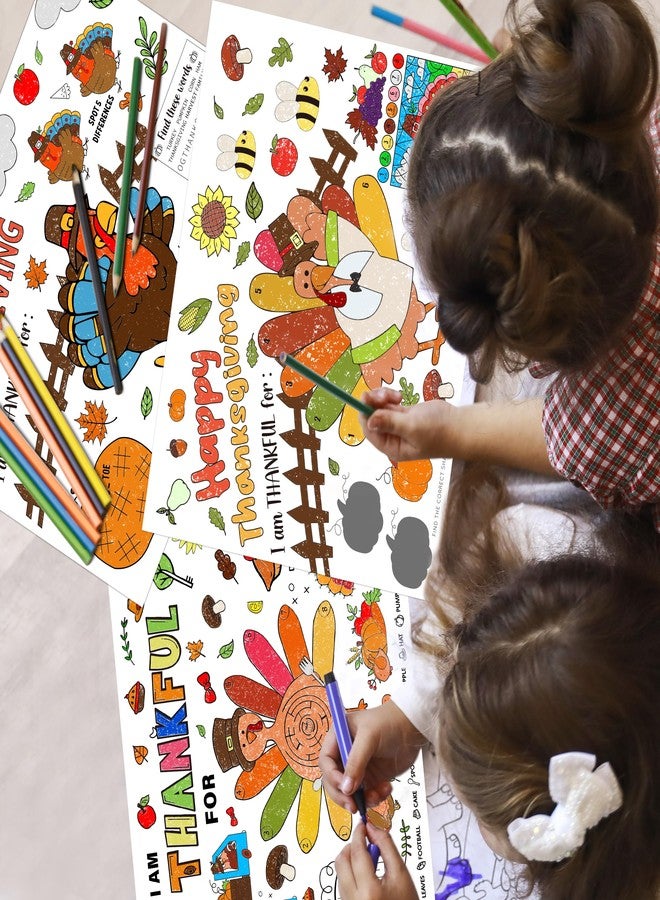 LINAYE 21PCS Thanksgiving Coloring Placemats, Thanksgiving Crafts Activities for Kids Paper Placemats Dinner Table Mats Disposable to Color for Kids - Image 5