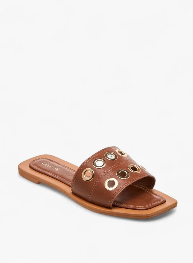 Celeste Women's Eyelet Detail Slip-On Sandals - ZR606