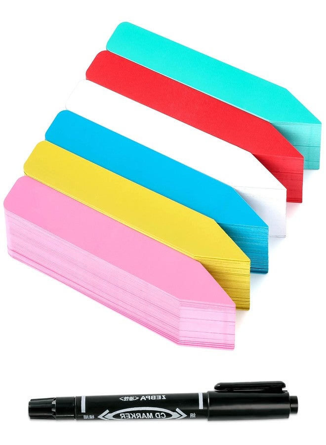 TDHDIKE Plant Labels 300Pcs 4 Inch Plastic Plant Name Tags for Seedlings Garden Labels Markers Nursery Plant Tags Seed Labels for Outdoor Garden Plant Label Stakes with Permanet Marking Pen (Mix-Color) - Image 1