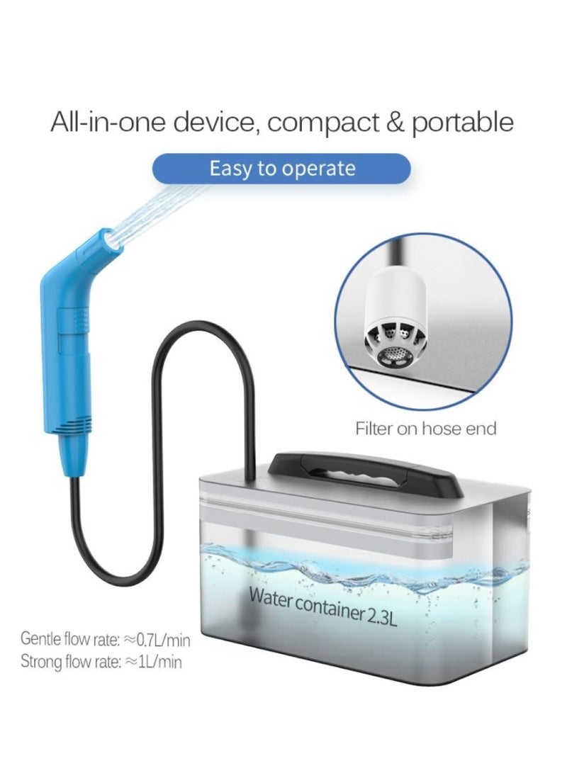 BlueFire Rechargeable Portable Bidet for Travel - 2.3L Handheld Water Sprayer with 2-Speed Flow, 800mAh Battery, 1.2M Hose & Carrying Bag | Personal Hygiene Shattaf for Camping, Home, Baby & Elder Care - Image 3