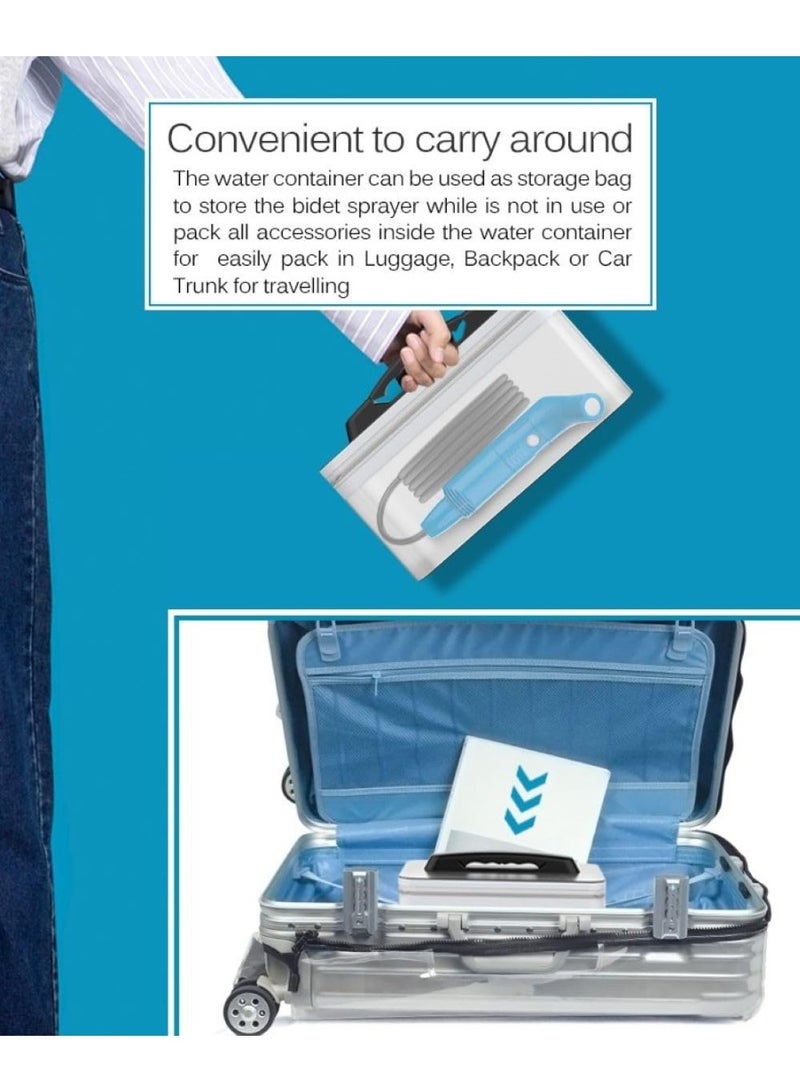BlueFire Rechargeable Portable Bidet for Travel - 2.3L Handheld Water Sprayer with 2-Speed Flow, 800mAh Battery, 1.2M Hose & Carrying Bag | Personal Hygiene Shattaf for Camping, Home, Baby & Elder Care - Image 4