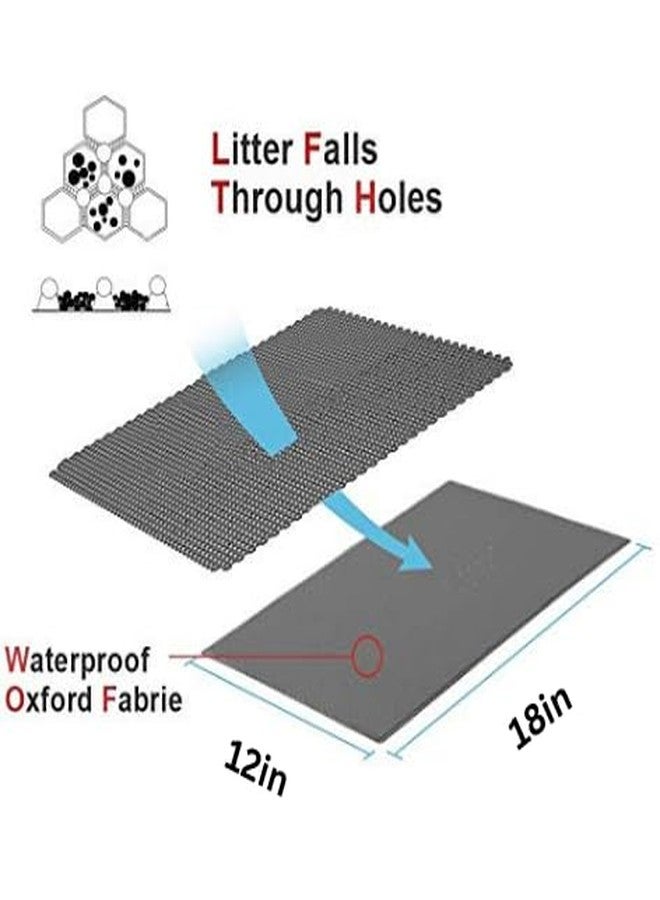Petcrux Cat Litter Mat, 12 * 18 Inches/30 * 45 Cm Double Layer Open Edge Design, Waterproof EVA Material, Durable and Washable, Litter Box Tray (Black/Grey) - Image 2
