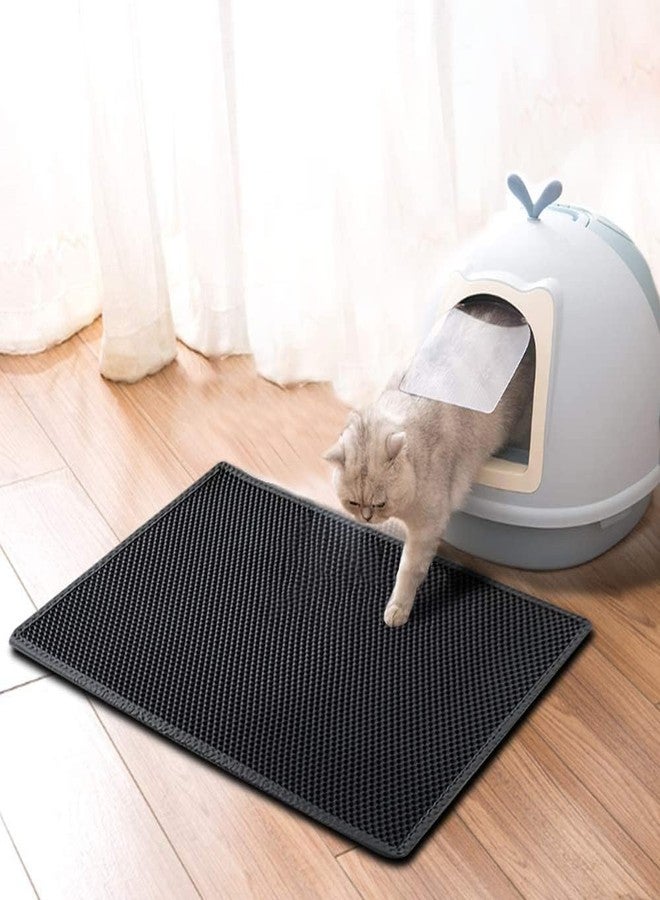 Petcrux Cat Litter Mat, 12 * 18 Inches/30 * 45 Cm Double Layer Open Edge Design, Waterproof EVA Material, Durable and Washable, Litter Box Tray (Black/Grey) - Image 5