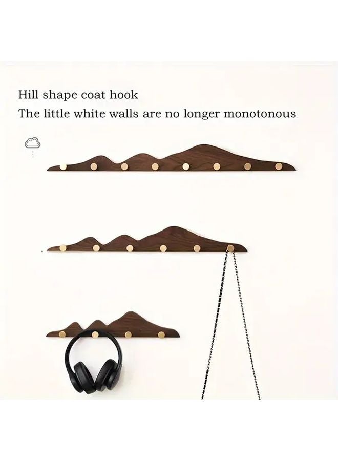 Walnut Wall Mounted Coat Rack With 4 Brass Hooks For Entryway Bathroom Bedroom - Image 4