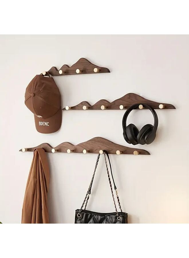 Walnut Wall Mounted Coat Rack With 4 Brass Hooks For Entryway Bathroom Bedroom - Image 2