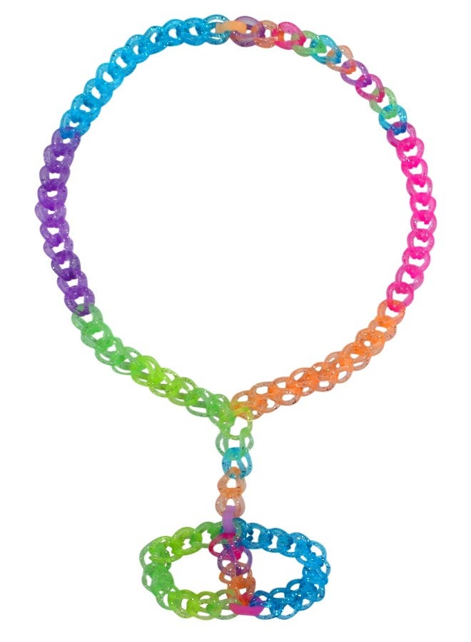 Rin Colorful Silicone LOOM BANDS - 100 GLITTER Bands - 6 "C" Clips - Image 5