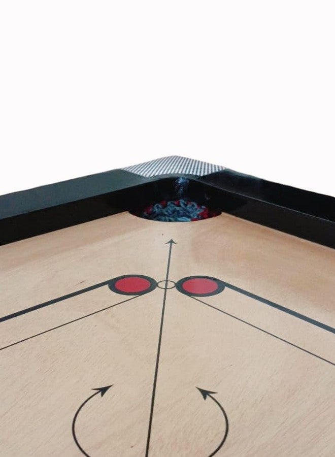 MS 10 Board for Adults, Full Size, Smooth Surface, Gloss Finish Board, 2 inch Border with Wooden Coins Striker and Magic boric Powder, Professional Carrom Board (Cut Pocket) (33nich Cut Pocket) - Image 2
