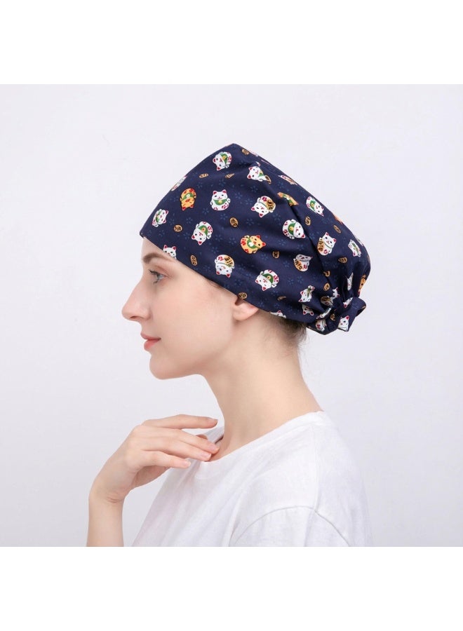 Women's Cotton Surgical Headwear, Adjustable Scrub Cap with Cartoon Print - Image 1