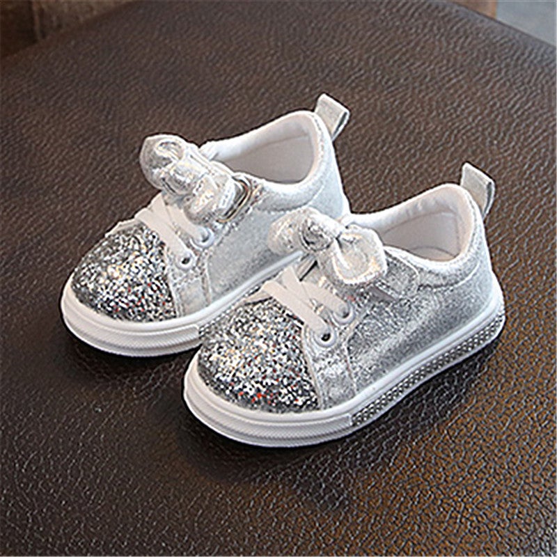 Dropshipping Spring & Fall Kidsren'S Shoes Kidsren'S Shoes Bow Girls Sequined Casual Shoes Pure Color Korean Style Baby Shoes Trendy Kidsren'S Shoes - Image 1