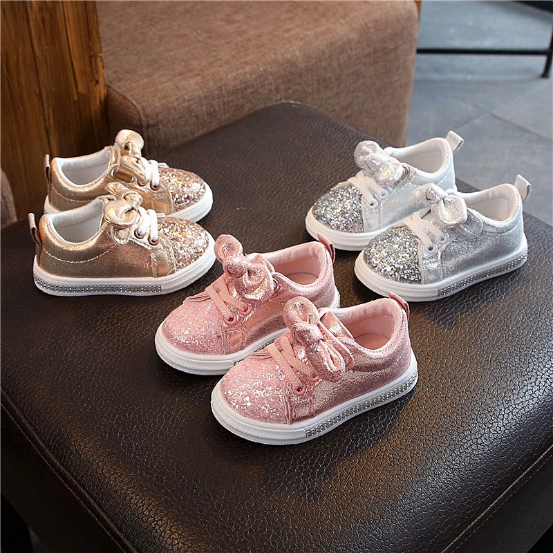 Dropshipping Spring & Fall Kidsren'S Shoes Kidsren'S Shoes Bow Girls Sequined Casual Shoes Pure Color Korean Style Baby Shoes Trendy Kidsren'S Shoes - Image 2