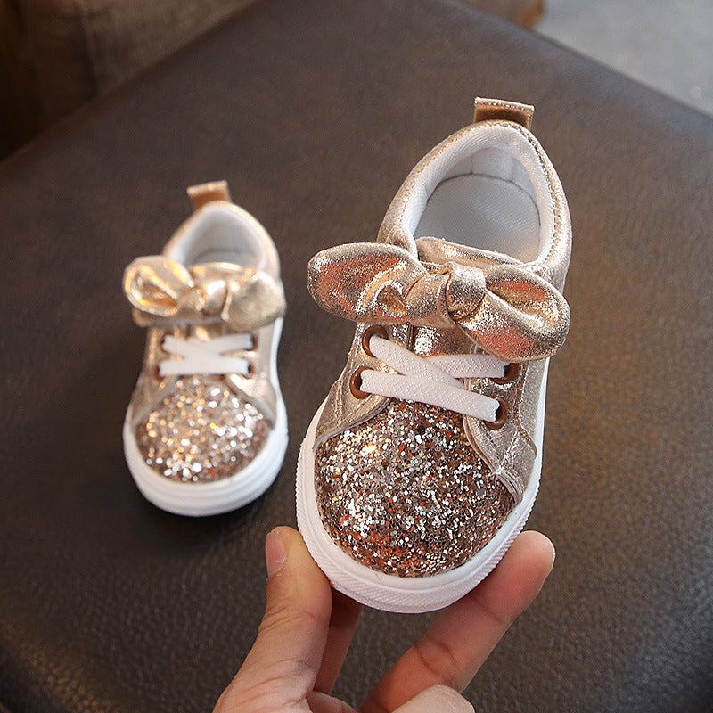 Dropshipping Spring & Fall Kidsren'S Shoes Kidsren'S Shoes Bow Girls Sequined Casual Shoes Pure Color Korean Style Baby Shoes Trendy Kidsren'S Shoes - Image 4