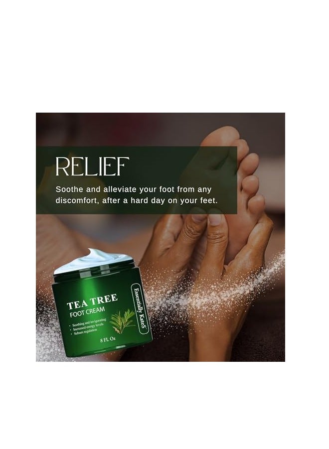Essentially KateS Tea Tree Oil Foot Cream 8 Fl Oz - Toe Nails, Athletes Foot, Ringworms, Jock Itch, Foot Odor, and Soothes Itching Skin and Feet - Cracked Heels and Itchy Skin. - Image 1