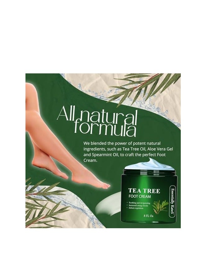 Essentially KateS Tea Tree Oil Foot Cream 8 Fl Oz - Toe Nails, Athletes Foot, Ringworms, Jock Itch, Foot Odor, and Soothes Itching Skin and Feet - Cracked Heels and Itchy Skin. - Image 2