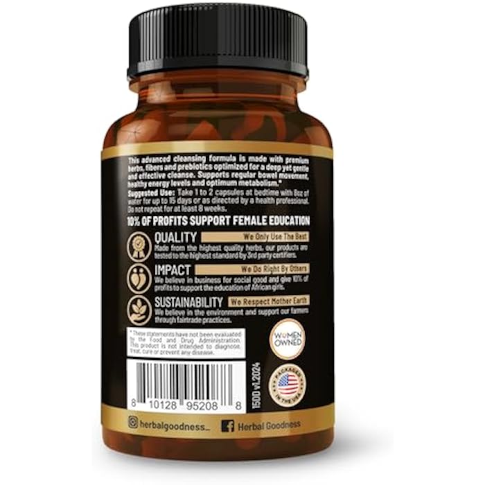 Herbal Goodness 15 Day Detox Capsules (60caps) - Natural Body Detox, Colon Cleanse Support, Gut Health Detox Supplement, Liver and Kidney Support | Non GMO, Gluten Free, Vegan-Friendly - Made in USA - Image 3
