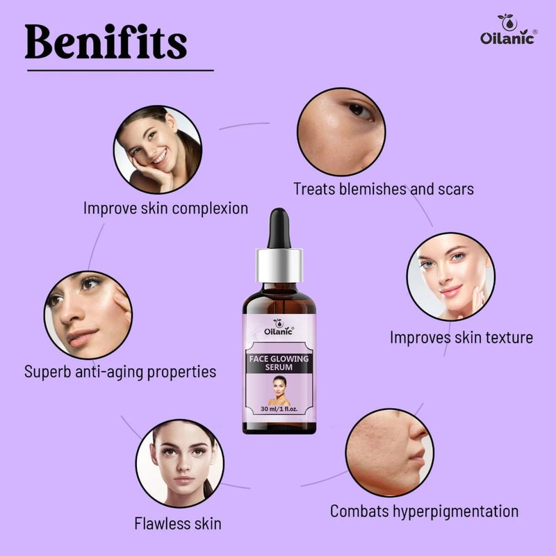 Oilanic Oilanic Face Glowing Serum for Men and Women Pack of 1 Each 30 mlHelps Reduce Dark Spots Pigmentation and Acne Marks Daily Use for Bright and Healthy Skin Suitable for All Skin Types  - Image 4