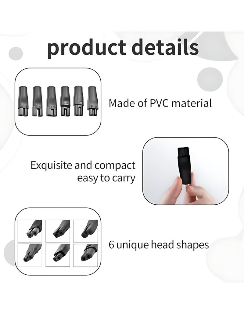 CLAVON Shaver Charger, 6 Pcs Universal Shaver Converter, 6 Unique Head Shape Power Cord Supply Adapter, DC Connector, Beard Trimmer Charger, Men's Razor Charger Cable Kit, Multi-Functional Charging Solution - Image 3