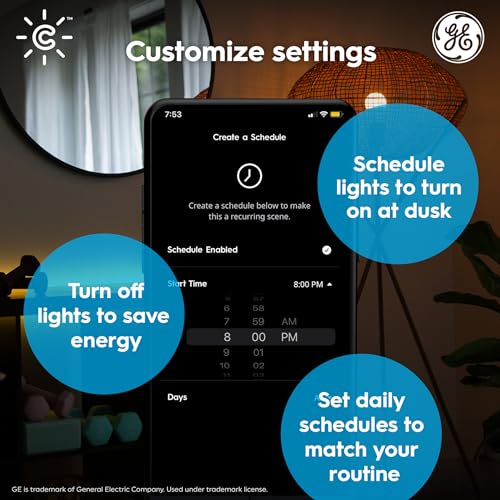 Cync GE CYNC A19 Smart LED Light Bulbs, Color Changing Room Décor, Bluetooth and WiFi Light Bulbs, 60W Equivalent, Work with Amazon Alexa and Google Home (2 Pack) - Image 3