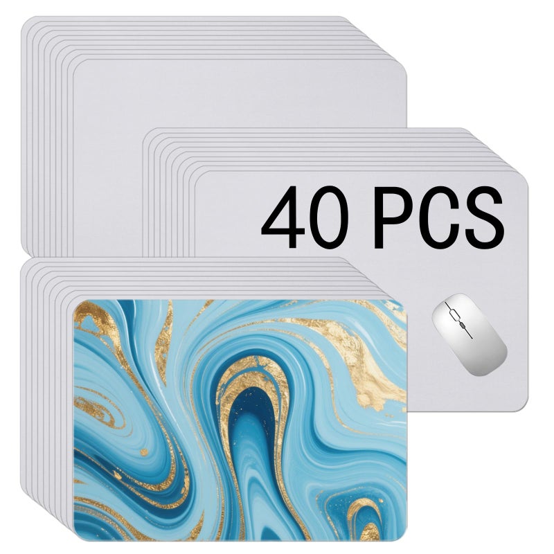 OKBA 40 PCS White Mouse Pad 3mm Thick for Heat Press Printing,Bulk Mousepad Blanks for Heat Transfer Crafts 22x18x0.3CM - Image 1