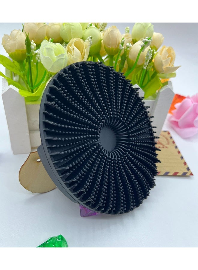 جسم السيليكون فرشاة، جسم مقشري رقيق غسل في الدش السيليكون لوفة مع شعير جلدي سهل، طويل الأمد، وأكثر نظافة من الدش التقليدي لوفاه 1 باك، أسود - Image 2