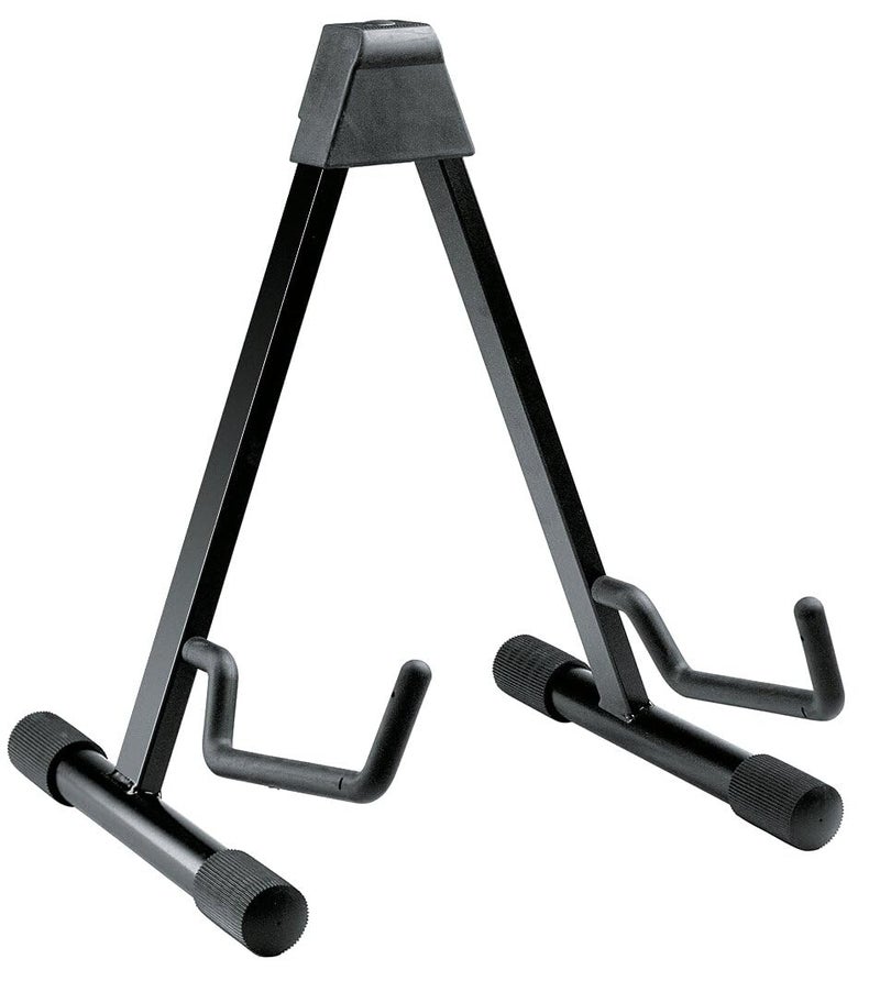 KM K&M Konig & Meyer 17541.013.55 Guitar Stand | Sturdy Heavy Duty Protective Rubber Covered Adjustable Frame | Folds Flat Portable | Fits Acoustic Guitars | For Adult and Youth Musicians | Black - Image 1