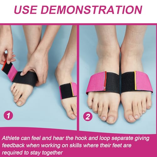 Shappy 2 Pairs Gymnastics Sticky Toes Tumbling Equipment, Cheer Coach Essentials, Back Handspring Helper for Stunt Coach, Athlete Adjustable Bands, Help Training Back Flip Tuck(Pink) - Image 2