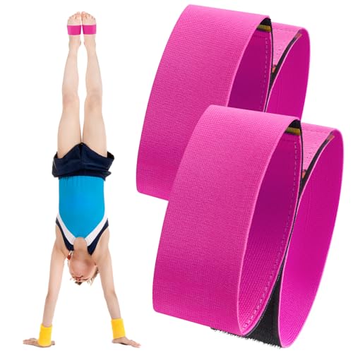 Shappy 2 Pairs Gymnastics Sticky Toes Tumbling Equipment, Cheer Coach Essentials, Back Handspring Helper for Stunt Coach, Athlete Adjustable Bands, Help Training Back Flip Tuck(Pink) - Image 1