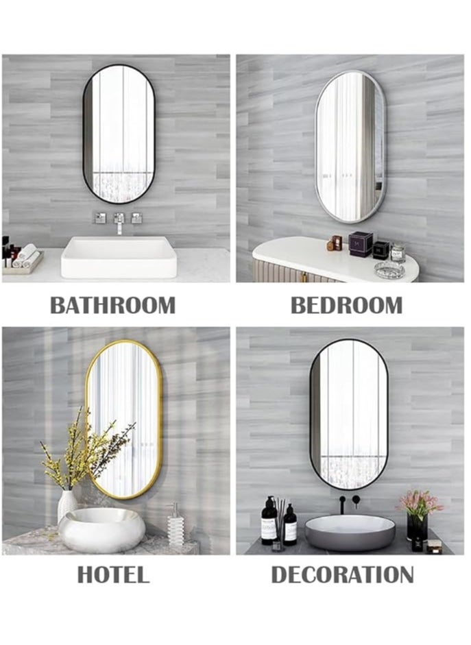 Generic - Bathroom Mirror, Wall Mounted Round Mirror with Metal Frame for Vanity Makeup, Modern Wall Mirror for Wall, Bathroom, Hallway, Living Room Wall Decor (Gold, 83*51cm) - Image 1