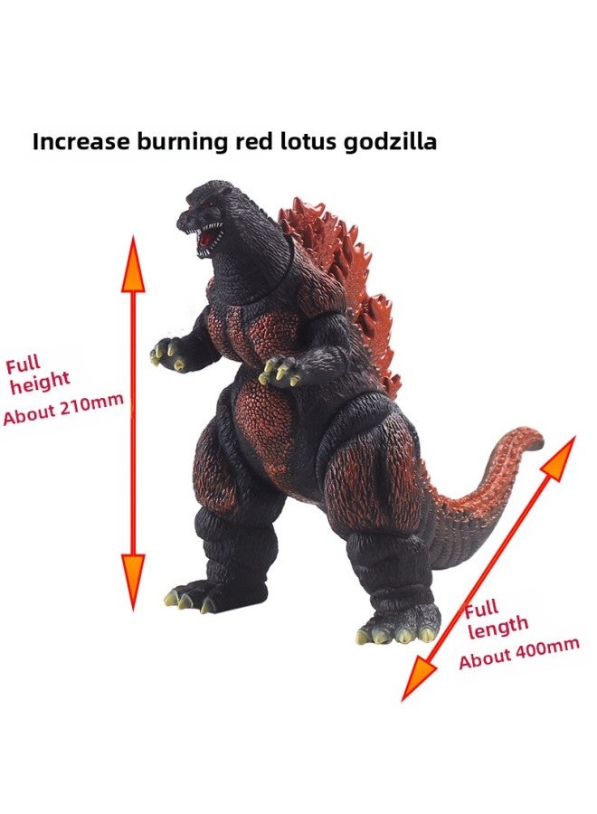 Godzilla Dinosaur Monster Soft Plastic Toy Model Four-legged Movable Enamel Doll Gift Dinosaur Themed Gift Ideas-Color:Plus Burning Red Lotus Godzilla  - Image 1