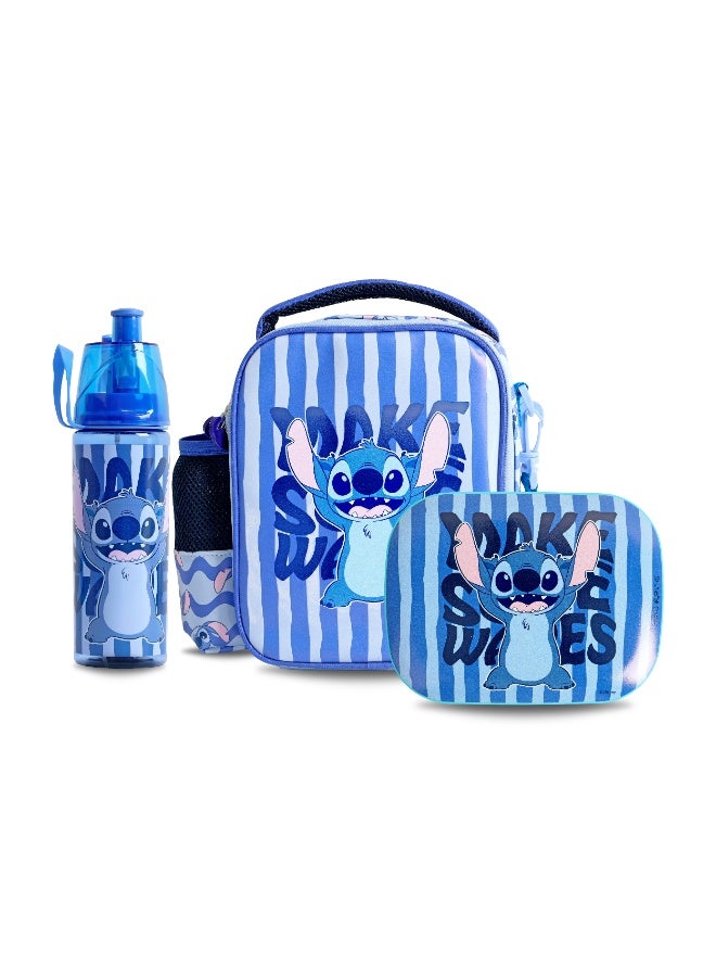 Disney Stitch Make Some Waves 3-In-1 Smash Lunch Bag, Water Bottle And Lunch Box Set - Image 1