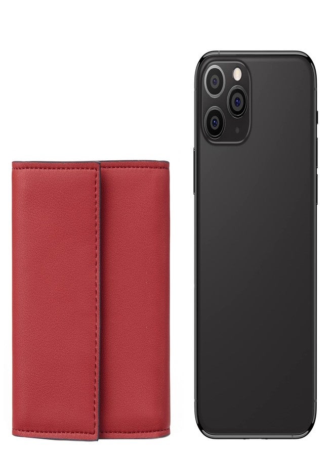 Travelambo RFID Blocking Small Mini Compact Wallet Coin Pouch Holder Trifold Credit Card Holder Pocket Purse for Women (Napa Red) - Image 2