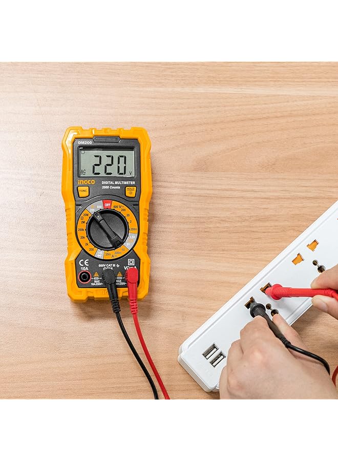 INGCO Dm200 600V Digital Multimeter With 1999 Counts Lcd Display, Multicolor - Image 2